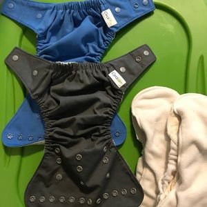 Two Gro Via cloth diapers with overnight inserts